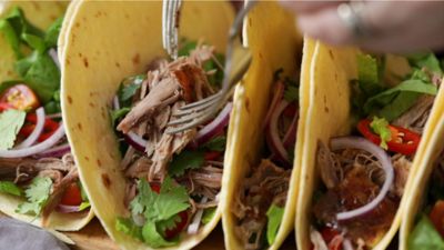 Slow Roast Shredded Duck Tacos with Plum and Ginger Sauce