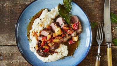 Duck Breast with Laurel Apples and Mashed Celery