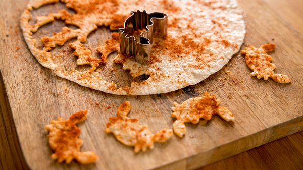 Crab shape cutter cutting tortilla