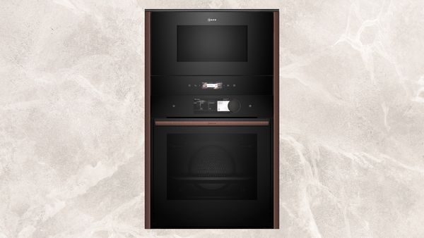 38cm microwave plus 60cm oven with Brushed Bronze Seamless Combination side strips  
