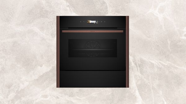 45cm compact oven with 14cm warming drawer with Brushed Bronze Seamless Combination side strips  