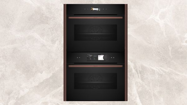 45cm compact oven with 45cm compact oven with Brushed Bronze Seamless Combination side strips  