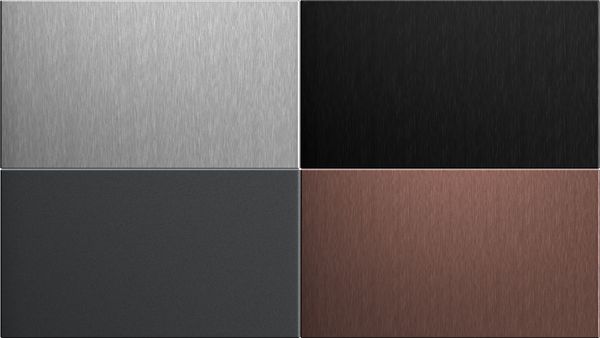 Flex Design цветове за страничните ленти на уредите в инокс, наситено черно, антрацитно сиво, полиран бронз. 