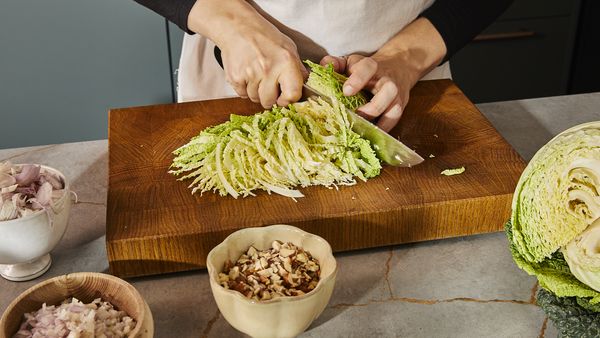 Slicing the cabbage