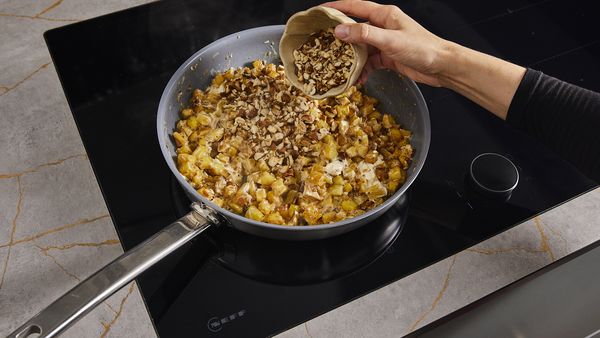 Frying the potato cubes