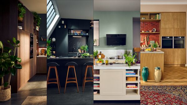 Neff kitchen inspiration image showing 4 different style kitchens