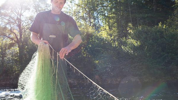 Man fishing for alpine fish