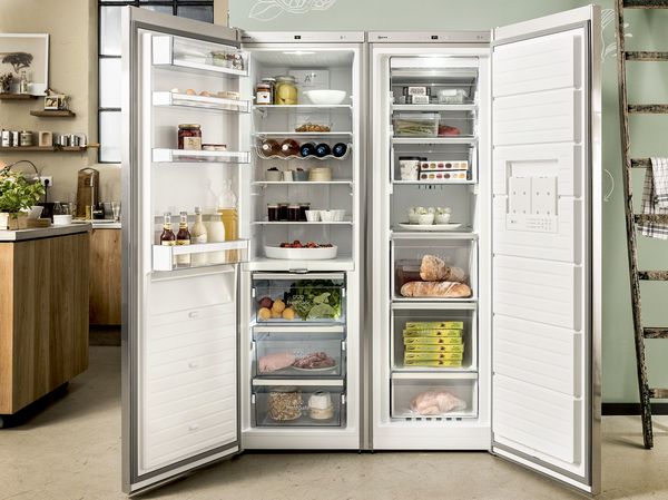 NEFF American-Style Fridge Freezer in a kitchen with both doors open