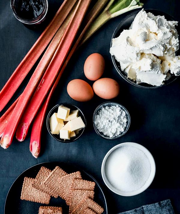 Steamed Cheesecake with Rhubarb Sauce