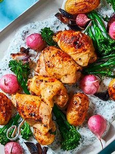 Air Fried Lemon Garlic Chicken with Vegetables