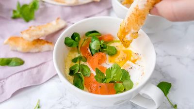 Eggs en Cocotte with Smoked Salmon and Greens