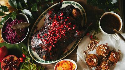 Roasted duck with pomegranate sauce