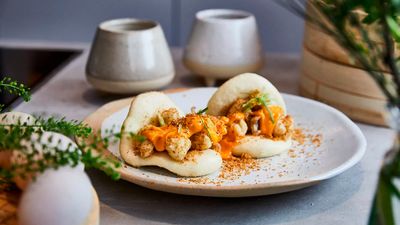 Crispy Calamari Bao With Salted Egg Coconut  Crunch