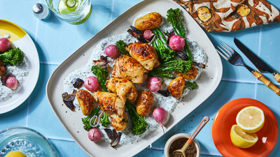 Zitronen-Hähnchen in der Heißluftfritteuse mit Gemüse