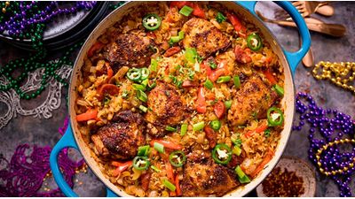 Mardi Gras - Blackened Chicken with Dirty Rice 