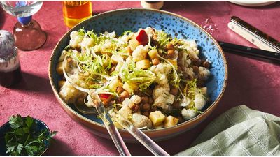 Cauliflower Salad with Apple and Air Fried  Chickpeas