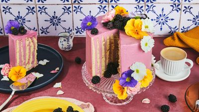 Vertical Blackberry Stripe Cake 
