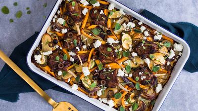 Greek Vegetable and Lamb Traybake