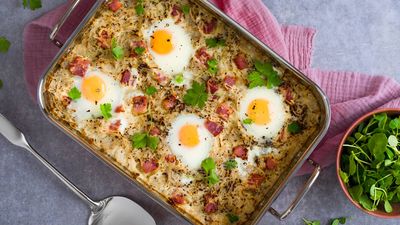 Gammon and Egg Traybake 