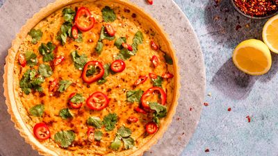 Chilli crab, lemon and coriander tart