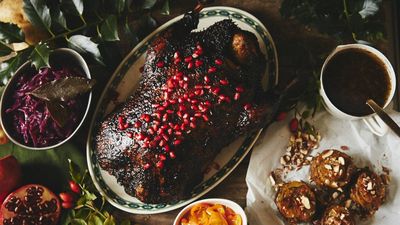 Roast Duck with Pomegranate Sauce