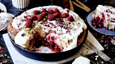 Raspberry Sweet Rolls with Rose and Pistachio