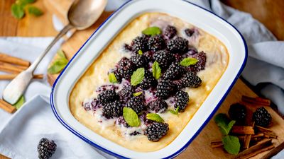 Baked Blackberry Rice Pudding