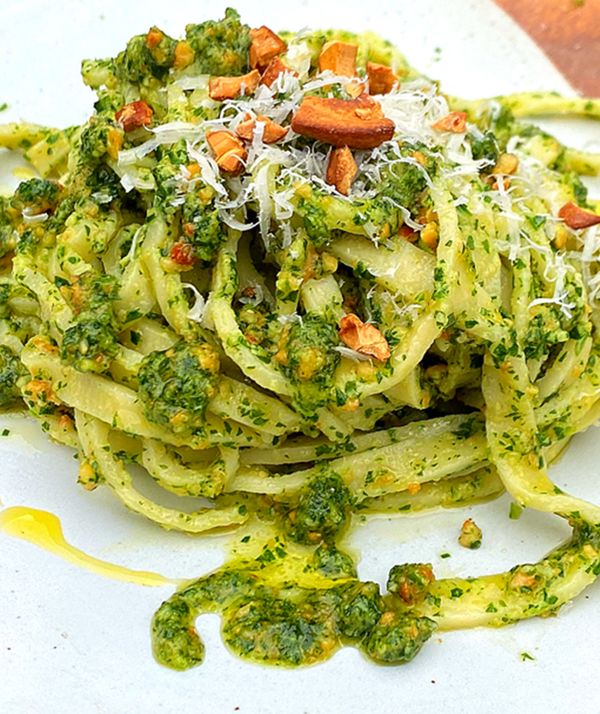 home made pasta with cashew pesto