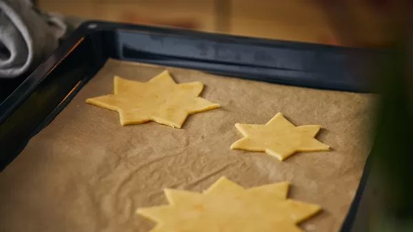 Stars placed in baking tray