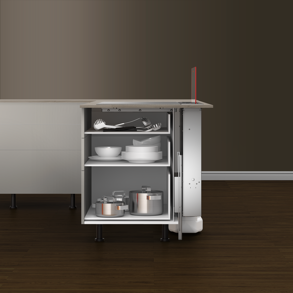 Dunstabzug in Halbinsel nachrüsten: Kanal hinter Unterschrank, Motor separat