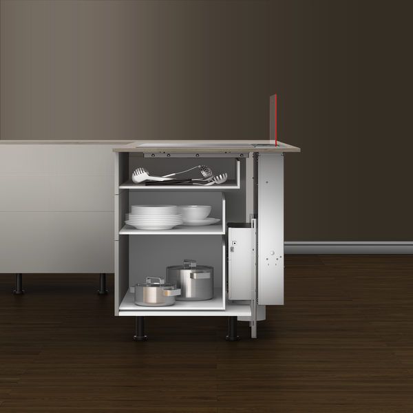 Dunstabzug in Halbinsel nachrüsten: Kanal und Motor im Unterschrank