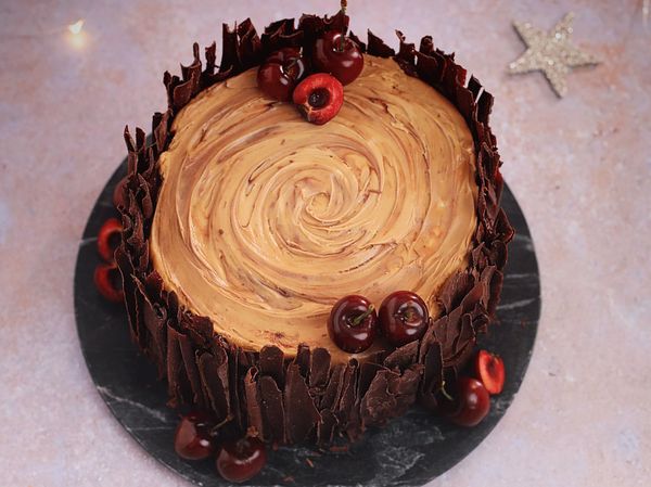 Black Forest Tree Trunk Cake