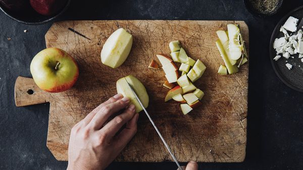 Apples on a chopping board
