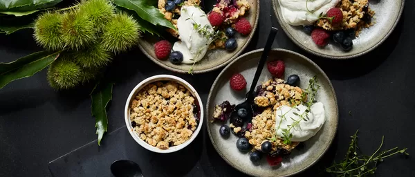 Wild Berry Crumble with Chestnuts and Thyme