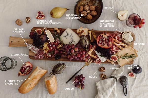 Charcuterie Board Rezept mit Salami, Schinken und Käse
