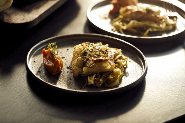 Kabeljauwfilet met zoete aardappel en venkel