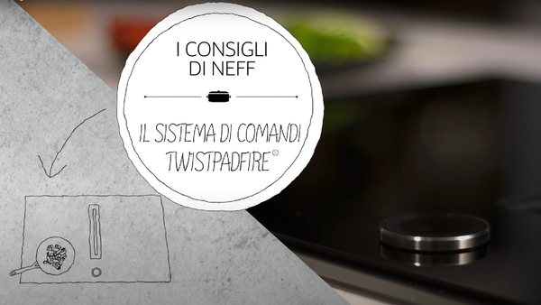 Scena di cucina con una bilancia e oggetto rotondo, sovrapposta a design circolare e testo sulla misurazione. 