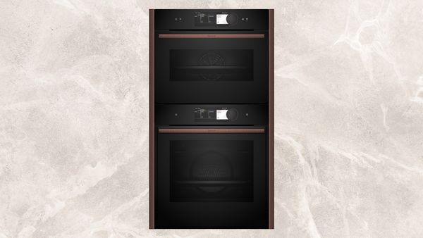 45cm compact oven plus 60cm oven with Brushed Bronze Seamless Combination side strips  