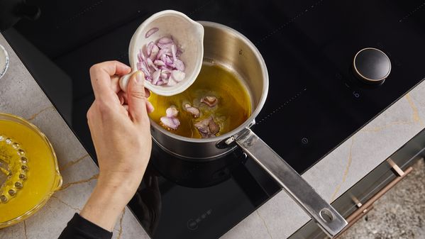 Preparing the sauce in a pot