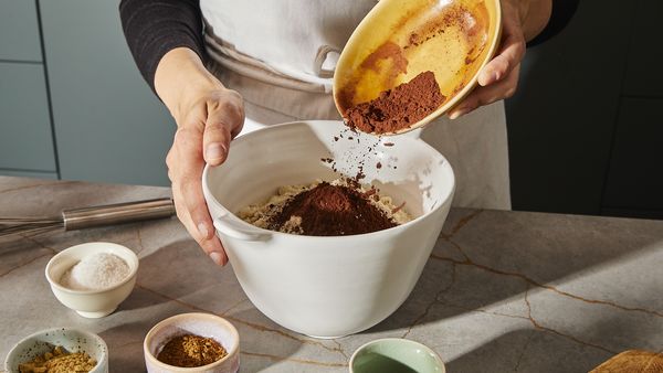 Mixing ingredients in bowl