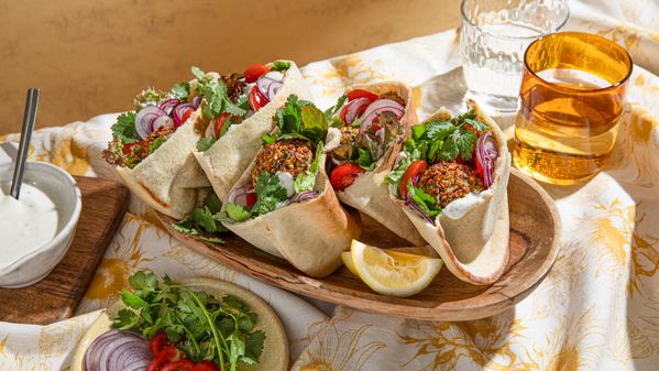 Pita Breads filled with falafel 