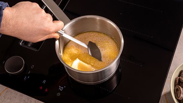 Melting butter in a saucepan 