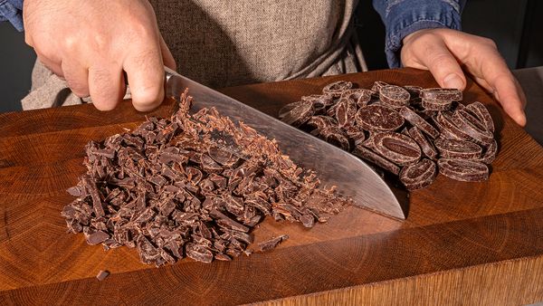 Chopping dark chocolate 