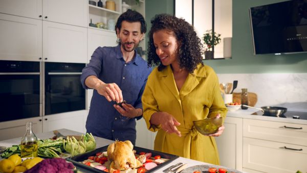 Couple cooking in the kitchen