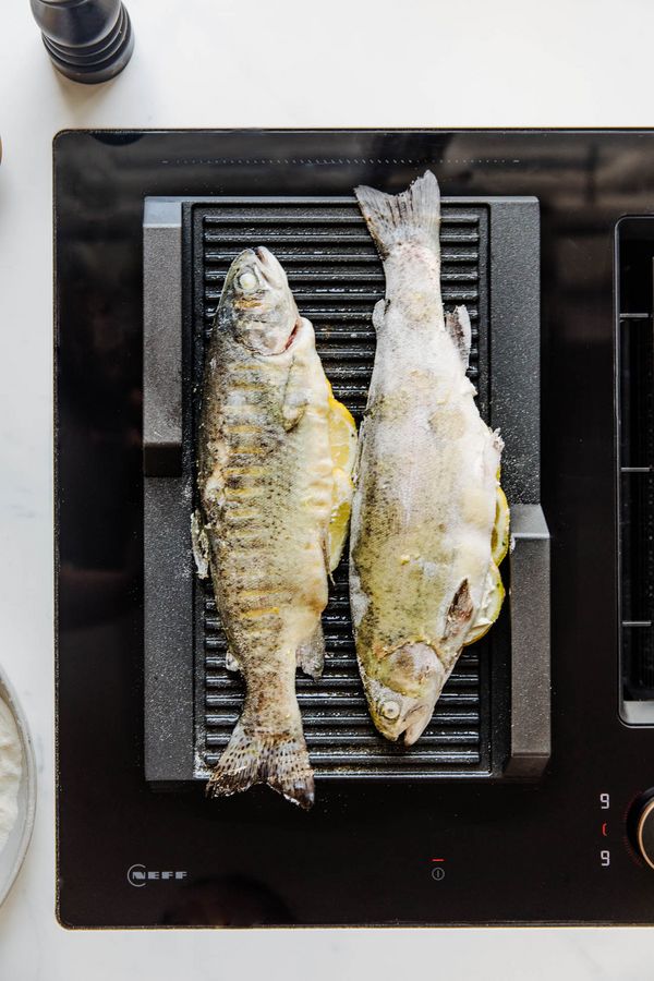 Trout cooked on NEFF Griddle Plate on the induction hob. 