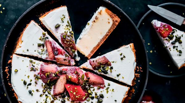 Cheesecake with Rhubarb sauce