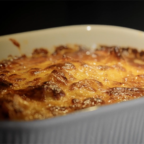 Cooked cauliflower cheese in oven dish