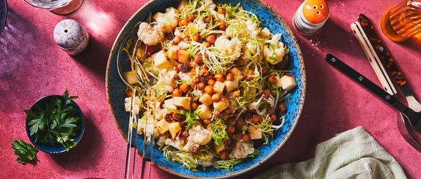 Cauliflower Salad with Apple and Air Fried Chickpeas