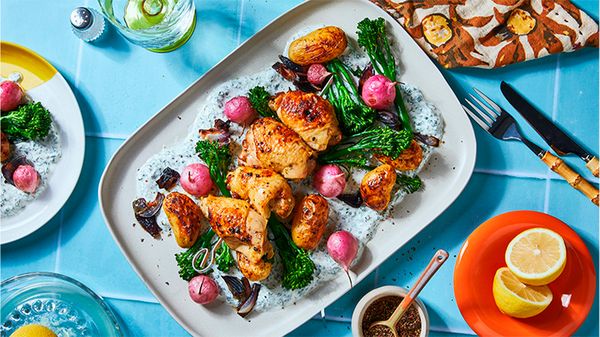 Air Fried Lemon Garlic Chicken with Vegetables