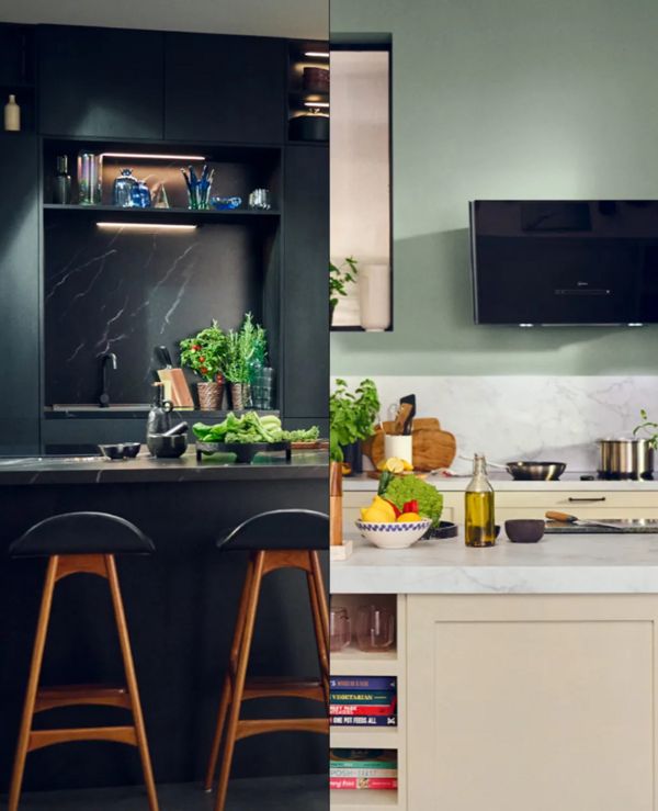 A modern kitchen featuring wooden cabinets and a spacious kitchen island, creating an inviting cooking space.